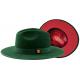 Bruno Capelo Dark Green / Red Bottom Australian Wool Flat Brim Fedora Hat MO-201.